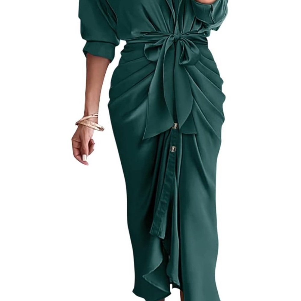 Chic Teal Long Sleeve Dress